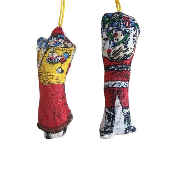 B Shackman Vintage 1970s Lot of 2 Santas Stuffed Father Christmas Pillow Ornamen - Picture 4 of 9